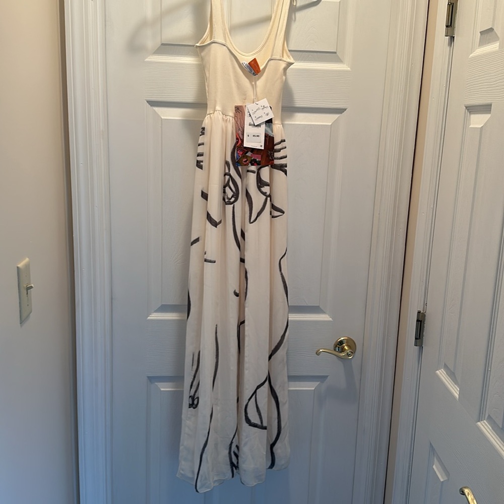 Zara Dina BUKVA Women’s Med Crème & Black Maxi Dress Small - Picture 5 of 5
